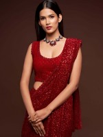 Maroon Red Pure Georgette Saree